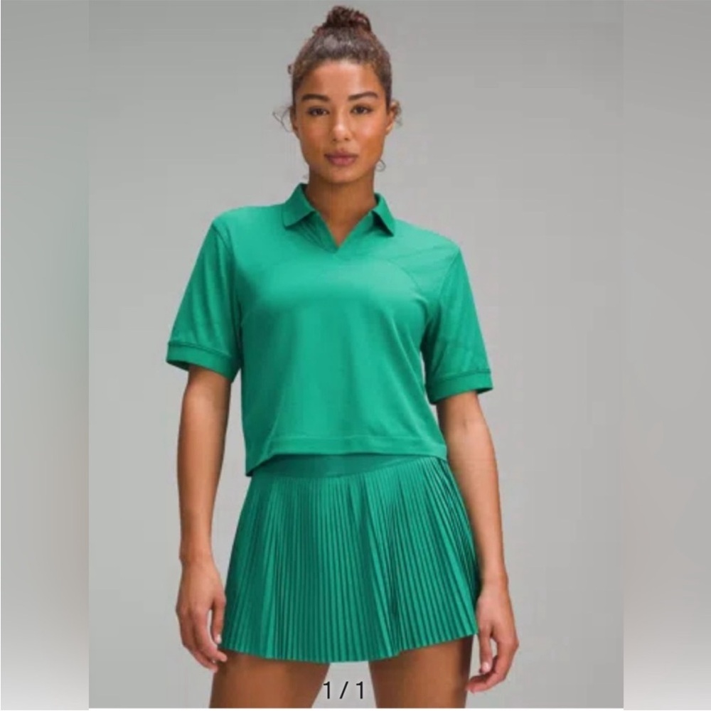 lululemon athletica Short Sleeve Polo Top in Cascadia Green
